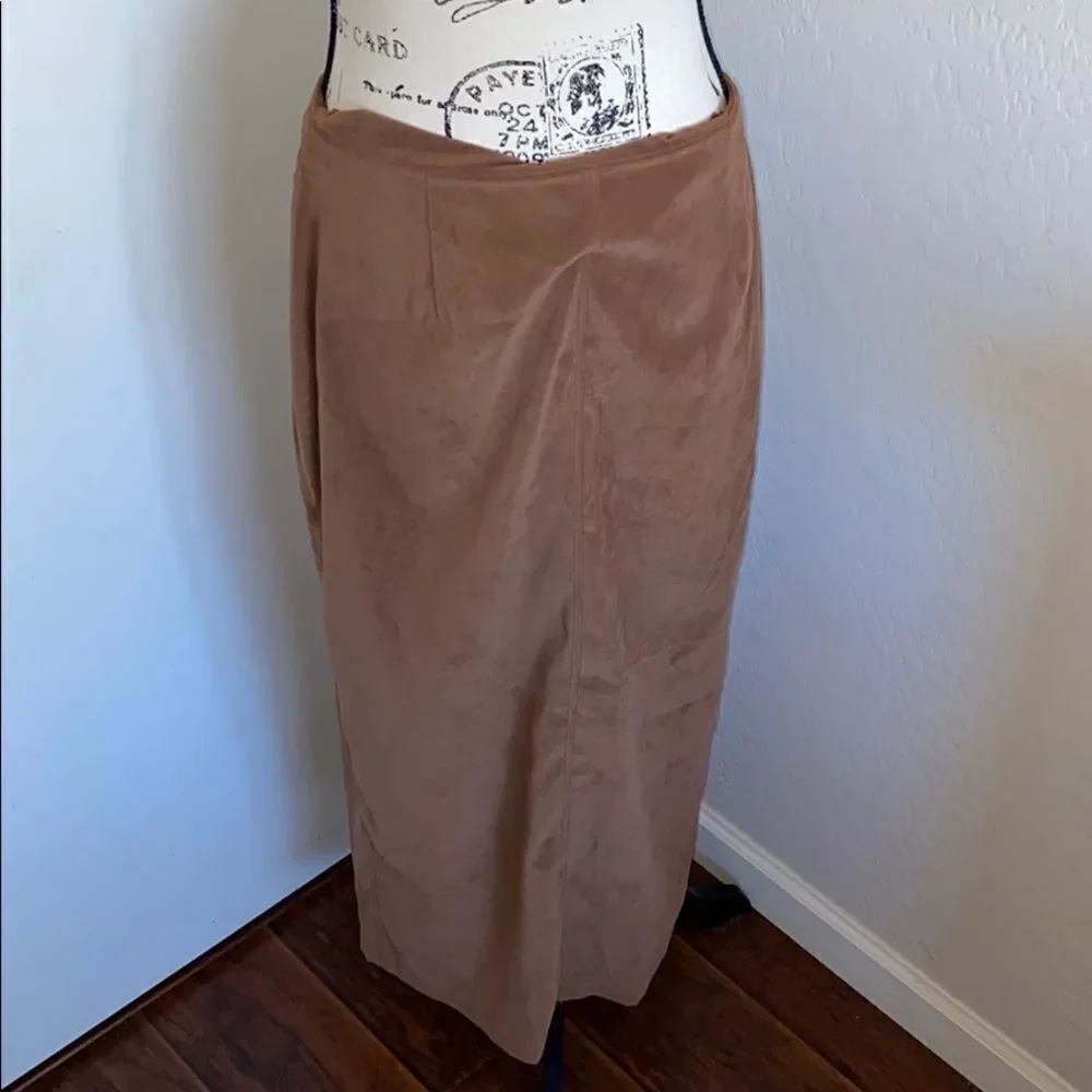 Vintage Bagatelle Brown Faux Suede Long Skirt Boho Casual Work
